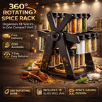 18 Empty Jar Spice Rack Revolving Kitchen Organizer - رف توابل دوّار مع 18 برطمان فارغ – منظم مطبخ متحرك