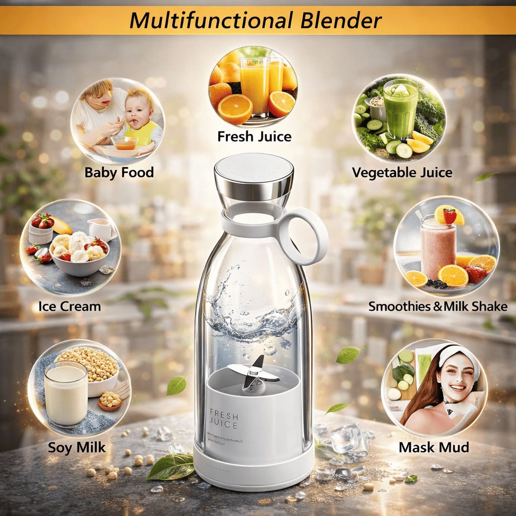 Portable Smoothie Blender Bottle